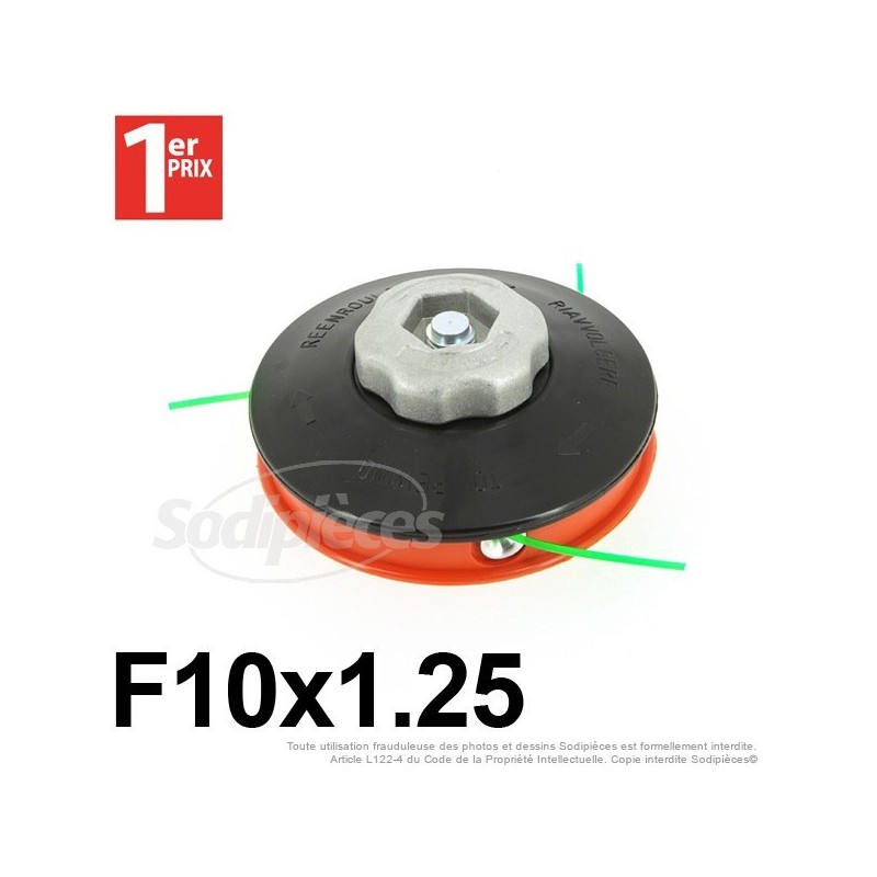 Tête débroussailleuse 3 fils F10x1,25 gauche  écrou alu