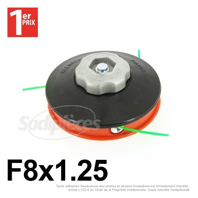 Tête débroussailleuse 3 fils F8x1,25 gauche  écrou alu