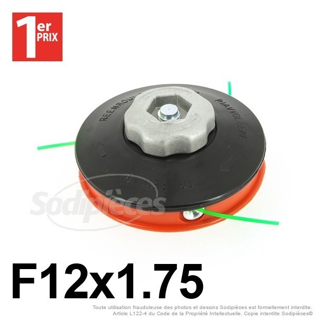 Tête débroussailleuse 3 fils F12x1,75 gauche écrou alu