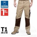 Pantalon de travail pro. Beige/marron. T1 (38/40)