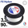 Fil débroussailleuse nylon rond. 3,3 mm x 90 m. Bobine. Blanc