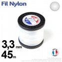 Fil débroussailleuse nylon Rond. 3,3 mm x 45 m. Bobine. Blanc