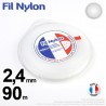 Fil débroussailleuse nylon Rond. 2,4 mm x 90 m. Coque. Blanc