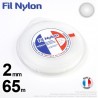 Fil débroussailleuse nylon Rond. 2 mm x 65 m. Coque. Blanc