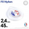 Fil débroussailleuse nylon Rond. 2,4 mm x 45 m. Coque. Blanc