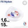 Fil débroussailleuse nylon Rond. 1,6 mm x 15 m. Coque. Blanc