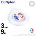 Fil débroussailleuse nylon Rond. 3 mm x 9 m. Coque. Blanc