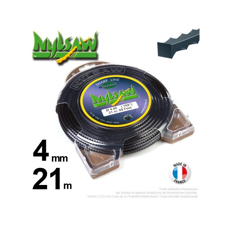 Fil débroussailleuse nylsaw ®. Coque 4 mm x 21 m