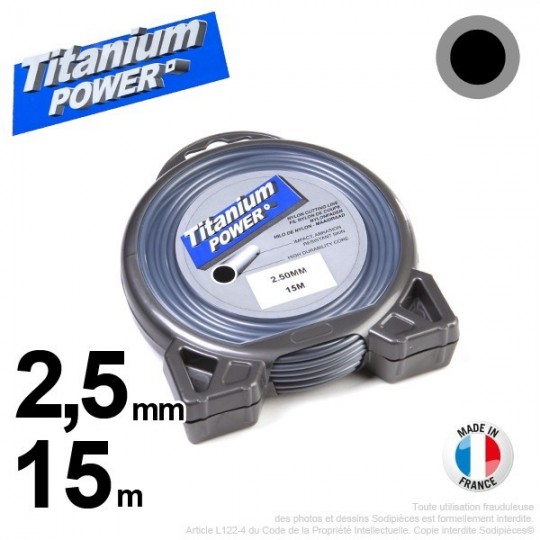 Fil débroussailleuse Titanium ®. Coque rond 2.5 mm x 15 m