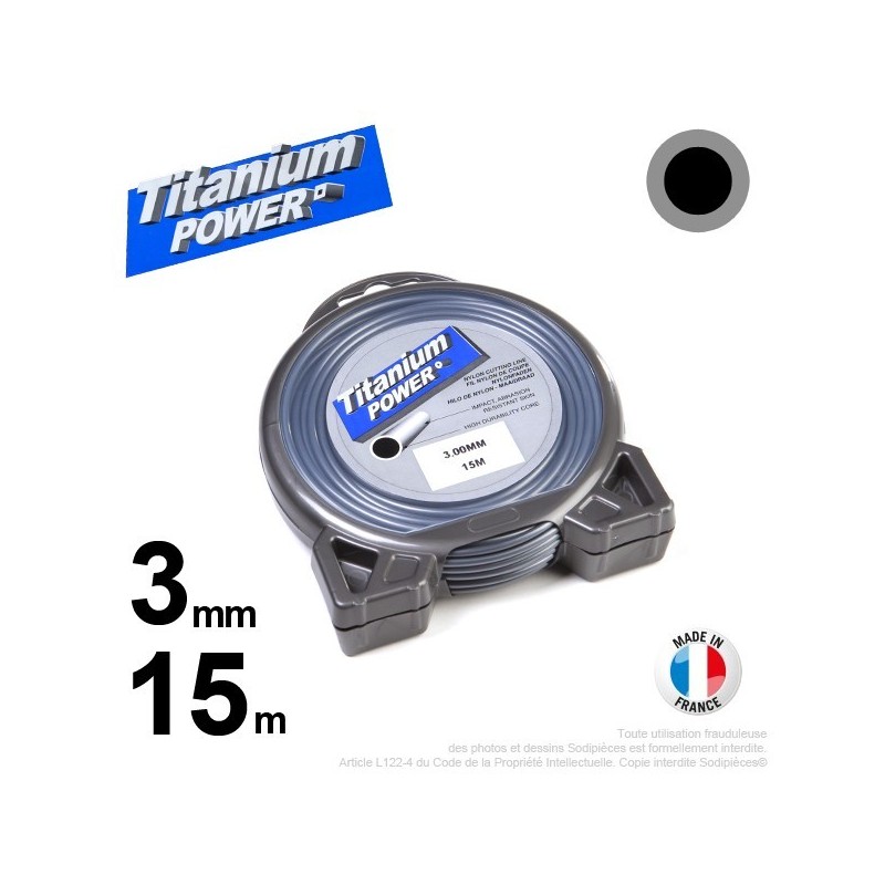 Fil débroussailleuse Titanium ®. Coque rond 3 mm x 15 m