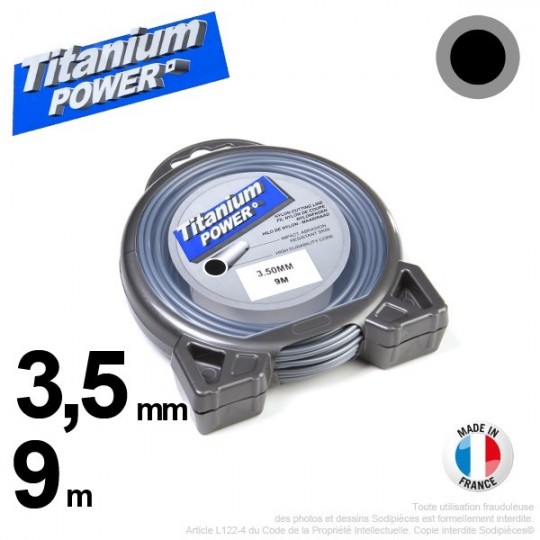 Fil débroussailleuse Titanium ®. Coque rond 3.5 mm x 9 m