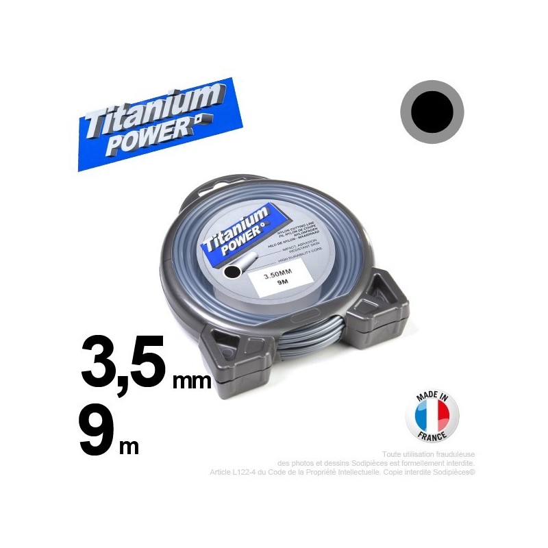 Fil débroussailleuse Titanium ®. Coque rond 3.5 mm x 9 m