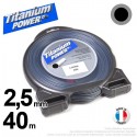 Fil débroussailleuse Titanium ®. Coque rond 2.5 mm x 40 m