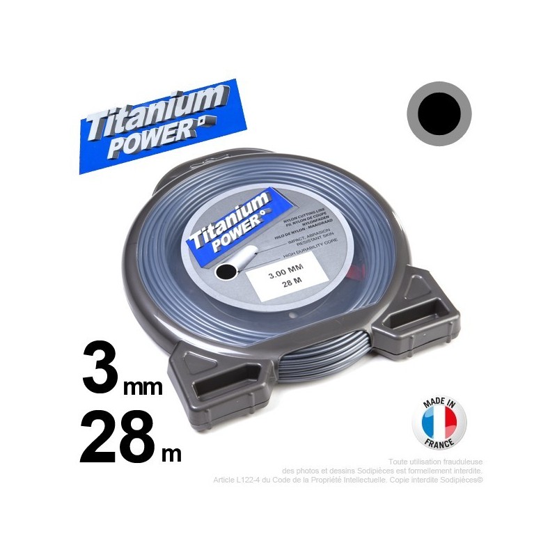 Fil débroussailleuse Titanium ®. Coque rond 3 mm x 28 m