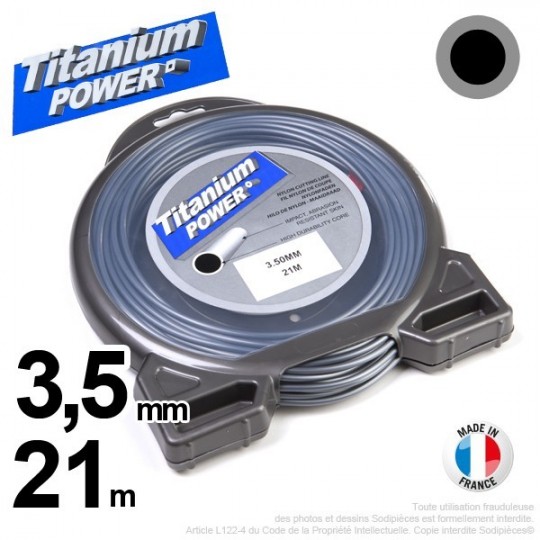 Fil débroussailleuse Titanium ®. Coque rond 3.5 mm x 21 m