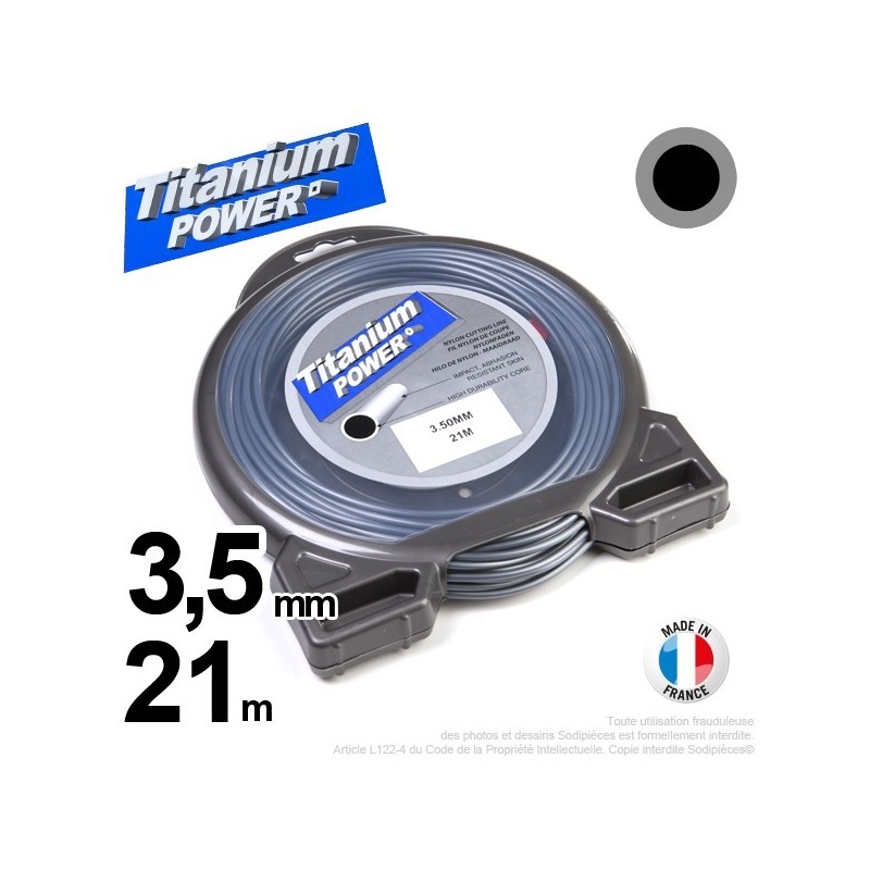 Fil débroussailleuse Titanium ®. Coque rond 3.5 mm x 21 m