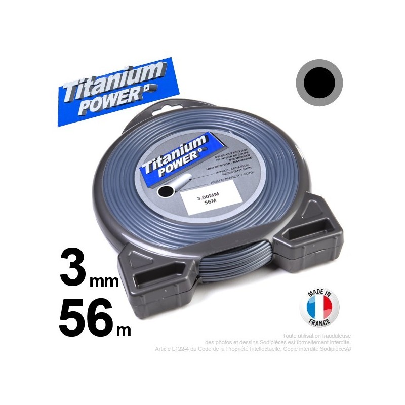 Fil débroussailleuse Titanium ®. Coque rond 3 mm x 56 m