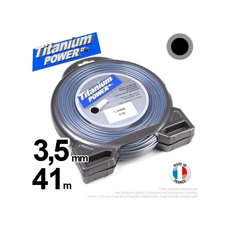 Fil débroussailleuse Titanium ®. Coque rond 3.5 mm x 41 m