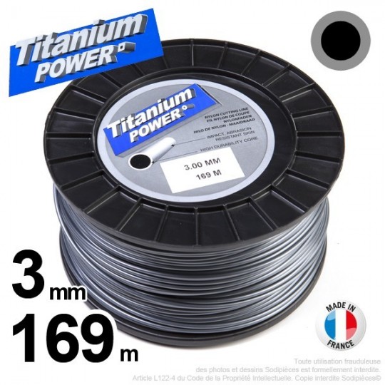 Fil débroussailleuse Titanium ®. Bobine rond 3 mm x 169 m