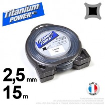 Fil débroussailleuse Titanium ®. Carré. Coque : 2.5 mm x 15 m