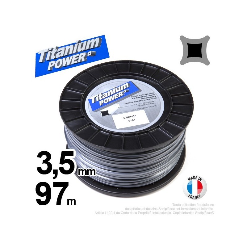 Fil débroussailleuse Titanium ®. Carré. Bobine : 3,5 mm x  97m