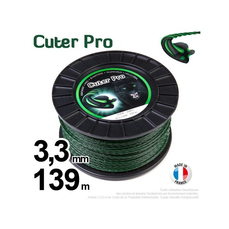 Fil débroussailleuse Cuter' Pro ®. Bobine 3,3 mm x 139 m