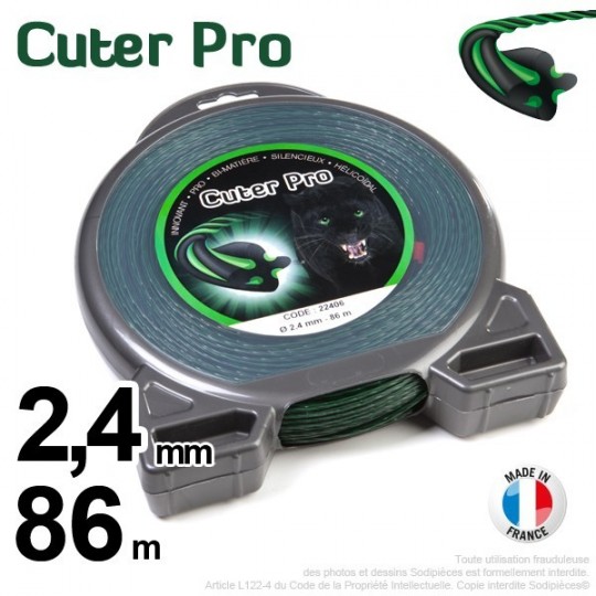 Fil débroussailleuse Cuter' Pro ®. Coque 2,4 mm x 86 m. Hélicoïdal.