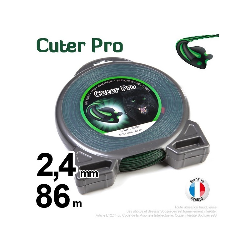 Fil débroussailleuse Cuter' Pro ®. Coque 2,4 mm x 86 m. Hélicoïdal.