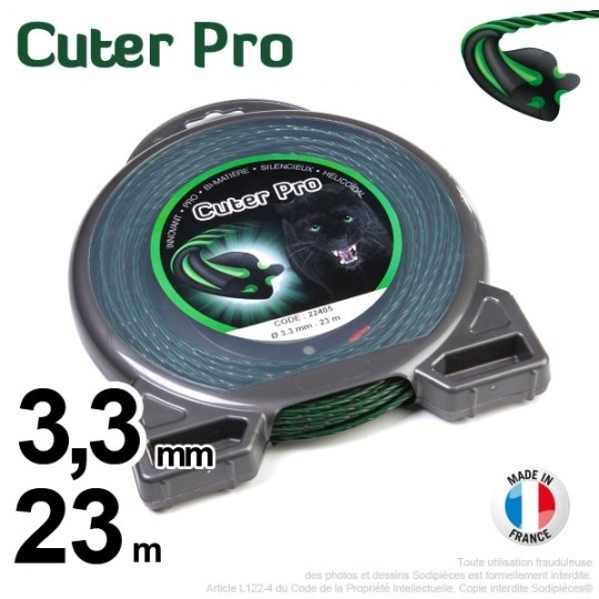 Fil débroussailleuse Cuter' Pro ®. Coque 3,3 mm x 23 m. Hélicoïdal.