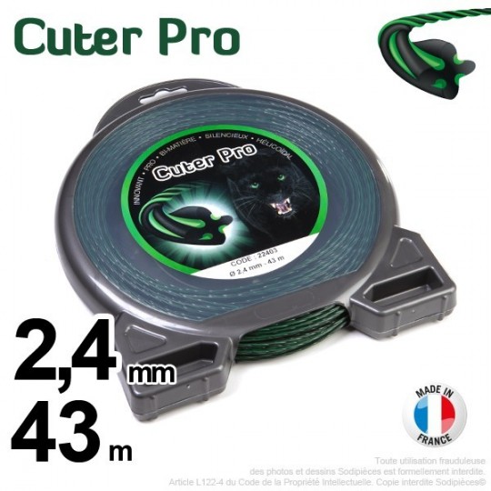 Fil débroussailleuse Cuter' Pro ®. Coque 2,4 mm x 43 m. Hélicoïdal.