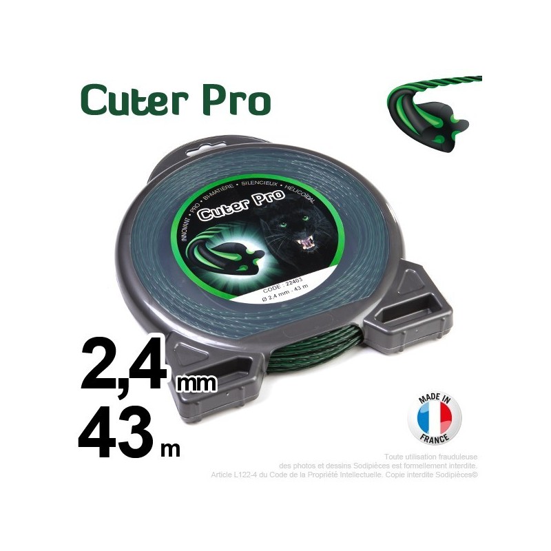Fil débroussailleuse Cuter' Pro ®. Coque 2,4 mm x 43 m. Hélicoïdal.
