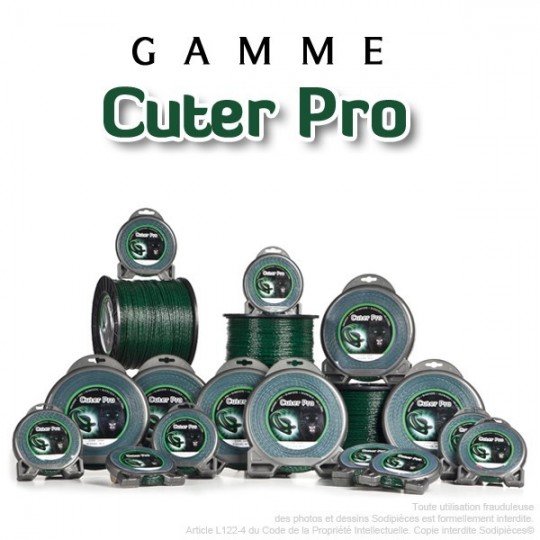 Fil débroussailleuse Cuter' Pro ®. Coque 2,4 mm x 15 m. Hélicoidal