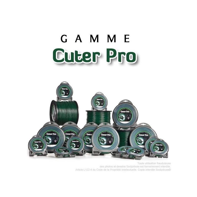 Fil débroussailleuse Cuter' Pro ®. Coque 2,4 mm x 86 m. Hélicoïdal.
