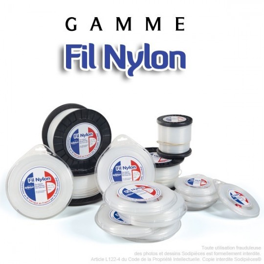 Fil débroussailleuse nylon Rond. 1,6 mm x 15 m. Coque. Blanc