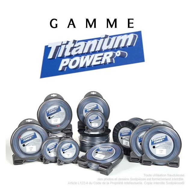 Fil débroussailleuse Titanium ®. Coque rond 3 mm x 15 m Fil débroussailleuse Titanium ®. Coque rond 3 mm x 15 m
