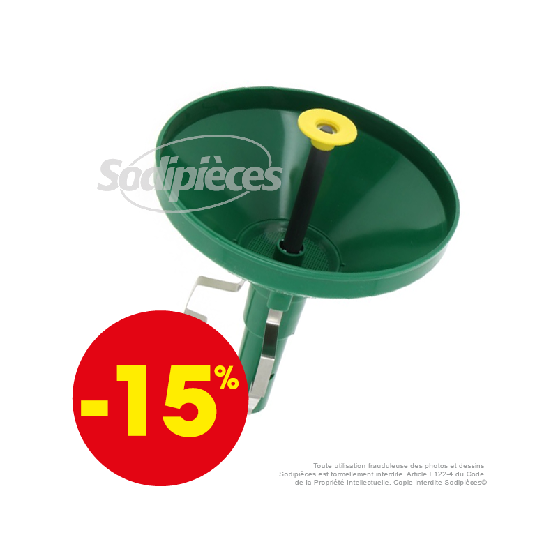 Entonnoir auto stop. Évite le trop plein.