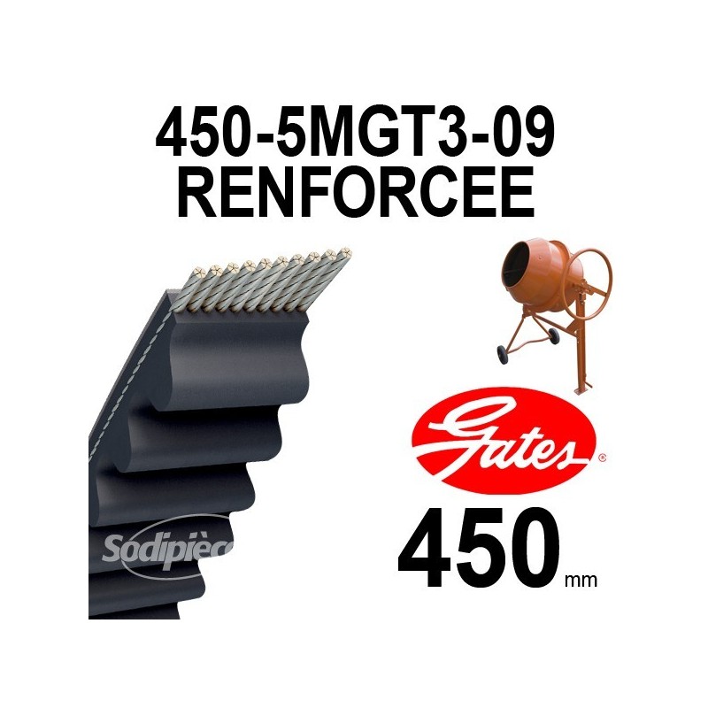 Courroie dentée RENFORCEE 450-5MGT3-09