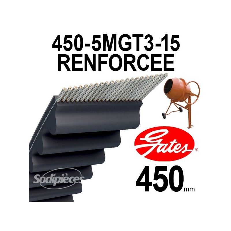 Courroie dentée RENFORCEE 450-5MGT3-15 Gates