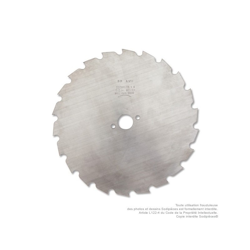 Lame 22 dents à gouges Ø 200 mm. Al 20 mm. Ep 1,6 mm