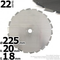Lame 24 dents à gouges Ø de coupe 225 mm. Ale : 20 mm