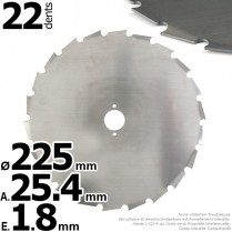 Lame 24 dents à gouges Ø de coupe 225 mm. Ale : 25,4 mm