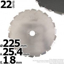 Lame 24 dents à gouges Ø de coupe 225 mm. Ale : 25,4 mm
