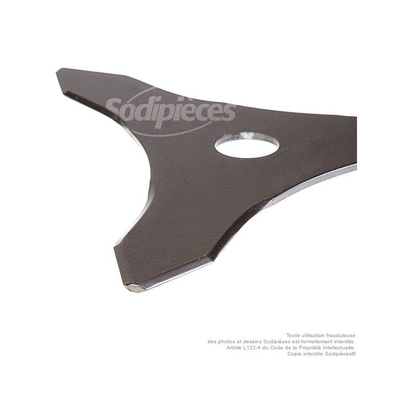 Lame 3 dents Ø coupe 255 mm. Alésage 25,4 mm. Ep : 3 mm.