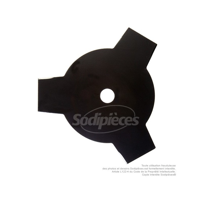 Lame débroussailleuse 3 dents Ø coupe 255 mm. Ale : 25,4 mm