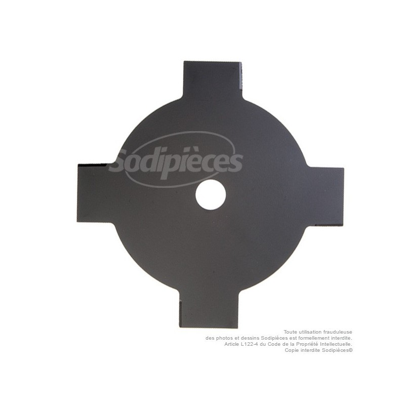 Lame débroussailleuse 4 dents Ø de coupe 230 mm. Ale : 25,4 mm