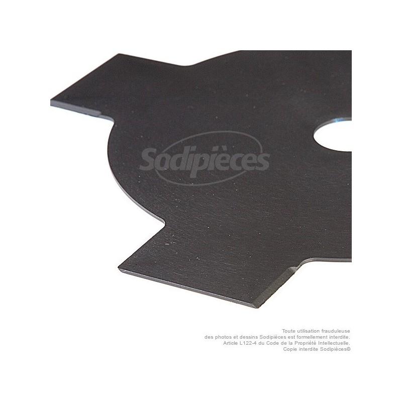 Lame débroussailleuse 4 dents Ø de coupe 230 mm. Ale : 25,4 mm