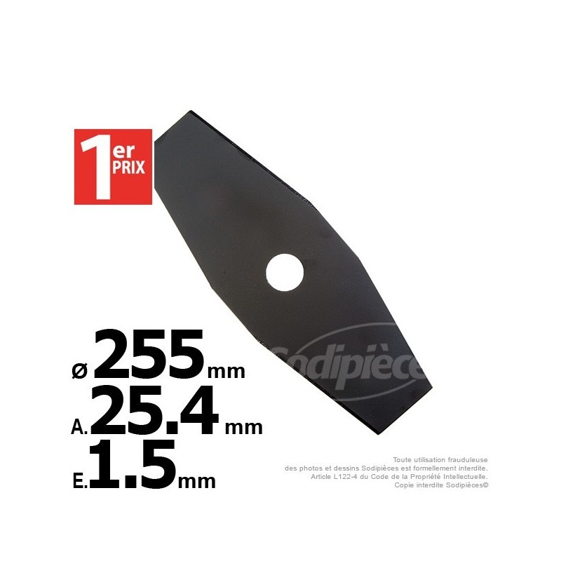 Lame droite. Ø 255 mm. Al 25,4 mm. Ep 1,5 mm.