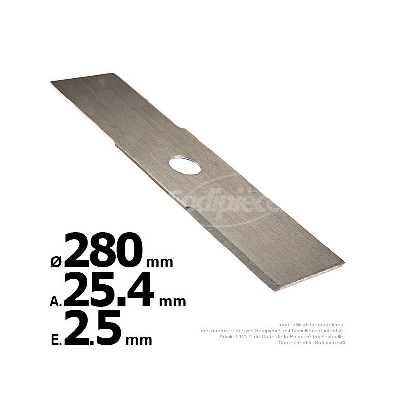 Lame droite. Ø 280 mm. Al 25,4 mm. Ep 2,5 mm.