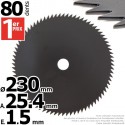 Lame disque 80 dents scie. Ø 230 mm. Al 25,4 mm. Ep 1,5 mm.