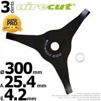 Lame 3 dents. Aire Cut. Ø 300 mm. Al 25,4 mm. Ep 4,2 mm.